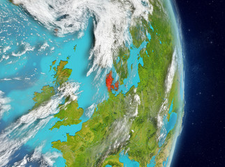 Orbit view of Denmark in red
