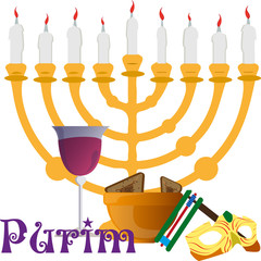 Design solutions for the Purim holiday, treats and holiday symbols