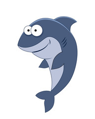 Cute cartoon shark. Sea animals. Vector illustration isolated on