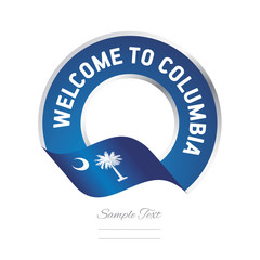 Welcome to Columbia South Carolina flag ribbon  travel logo icon stamp