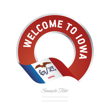 Welcome to Iowa USA flag ribbon travel logo icon stamp