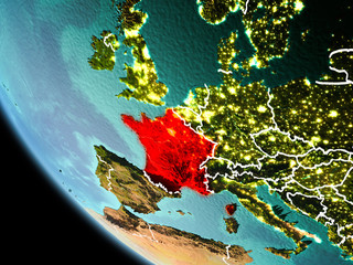 France at night on Earth