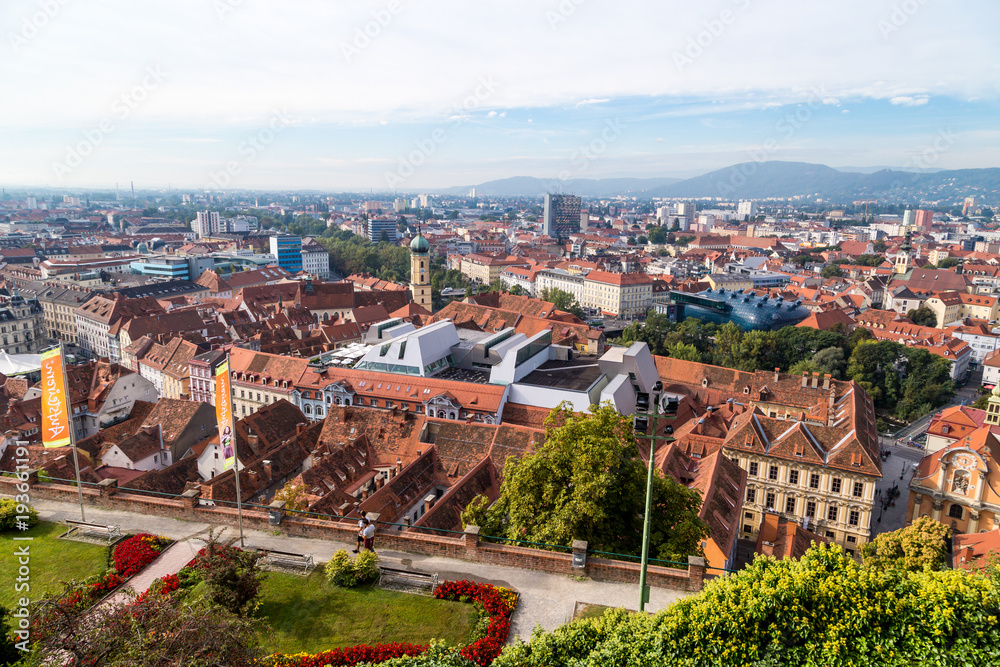 Sticker Graz Old Town Cityscape Aerial View