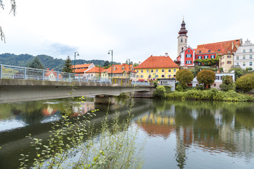 Obraz premium Frohnleiten by Mud River in Styria