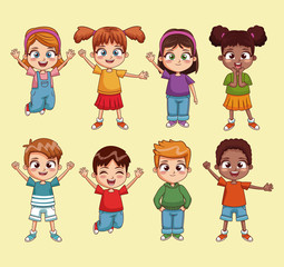 Collection of kids cartoon vector illustration graphic design