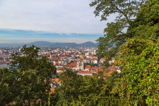 Graz Old Town Cityscape Aerial View