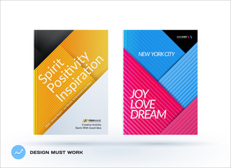 Material design of business brochure set, abstract horizontal cover