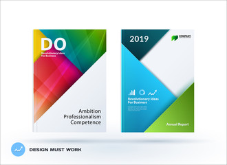Material design of business brochure set, abstract horizontal cover