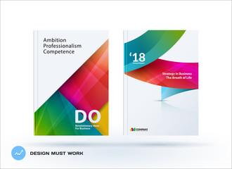 Material design of business brochure set, abstract horizontal cover