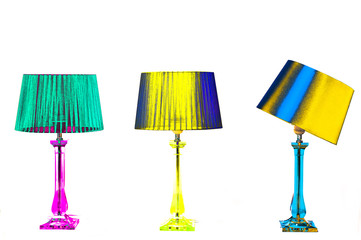 Three colorful lamp on white background