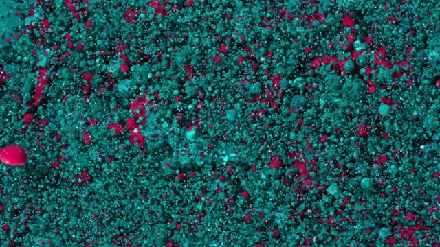 Top view Bright Collors Bubbles Slow Motion Oil Ink is fantastic structure of colorful chaotic motion bubbles stock video is a beautiful, unique, organic 4K clip.