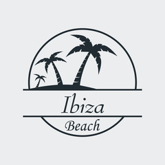 Obraz premium Icono plano Ibiza Beach en fondo gris