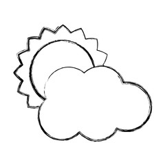 Sun and cloud weather symbol icon vector illustration graphic design