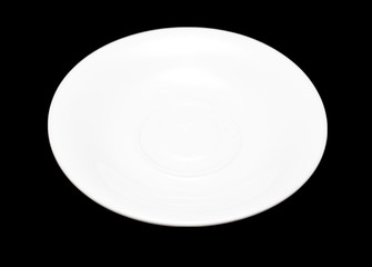 White plate for food on a black background