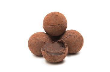 chocolate truffles isolated