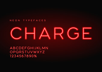 Charge vector linear neon typefaces, alphabet, letters, font, ty © rikkyal