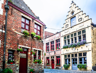 Fototapeta premium View on old brick buidlings in the historical center of Ghent