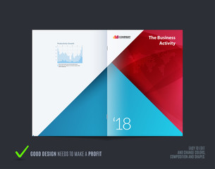 Material design of brochure set, abstract annual report, horizontal cover layout, flyer in A4 with vector colourful layers