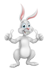Fototapeta na wymiar Cartoon Easter Bunny Rabbit Giving Thumbs Up