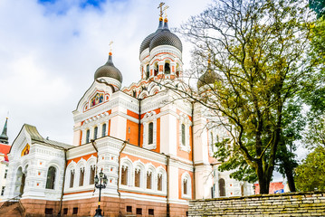Fototapeta na wymiar View on Alexander Newski orthodox cathedral in Tallinn - Estonia