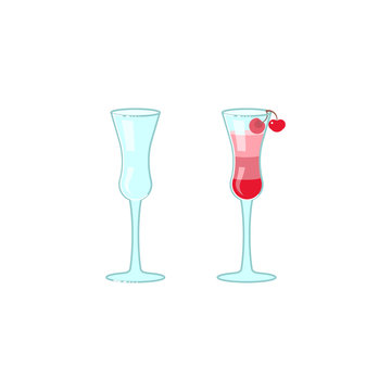 wineglass and exotic cocktail
