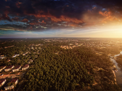 top view of the town and forest