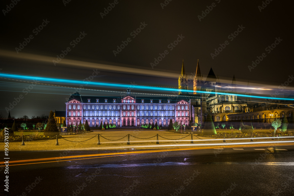 Poster Architecture and attractions of the night city of France Caen