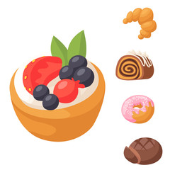Cookie vector cakes tasty snack delicious chocolate homemade cookie pastry biscuit cakes sweet dessert bakery food illustration