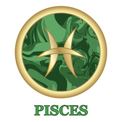 Pisces Zodiac sign icon isolated