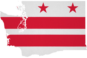 Washington flag USA with map