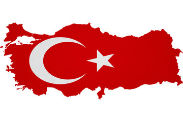 Turkey map with Turkish flag