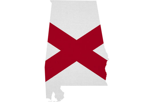 Alabama flag USA with map