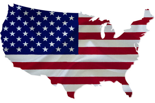 Waving USA flag with USA map