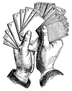 Spielkarten in den H&auml;nden - Playing cards #vector #isolated