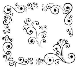 Black and white vectore curl florish vignette 