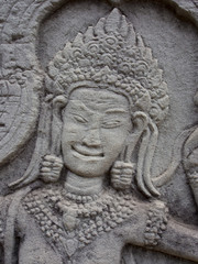 Fototapeta na wymiar Details of decoration in Angkor Wat, Cambodia