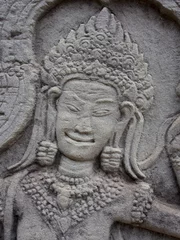 Fotobehang Details van decoratie in Angkor Wat, Cambodja © mastock