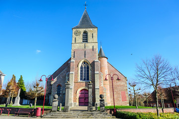 Fototapeta na wymiar Historic Church in the Flemish Country Side