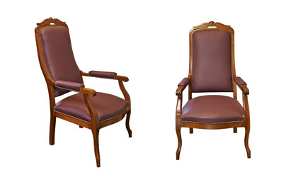 Two position of Luxury old and vintage wooden armchairs