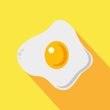 Icon of fried egg on yellow background 