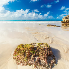 A wide sandy beach strip