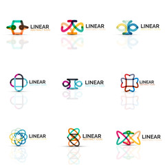 Fototapeta premium Set of abstract flower or star minimalistic linear icons, thin line geometric flat symbols for business icon design, abstract buttons or emblems