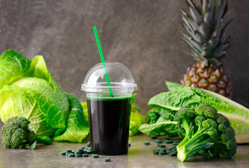 Detox green smoothies concept