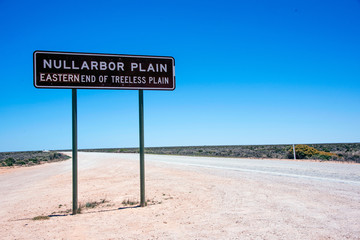 The Nullarbor Plain sign in outback Australia