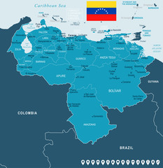 Venezuela - map and flag - Detailed Vector Illustration