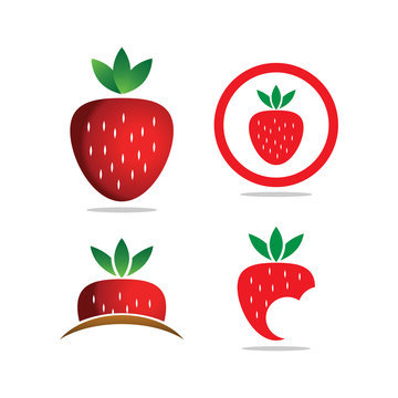 Collection of strawberry logo and icon template