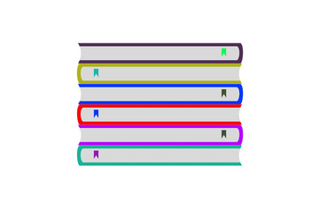 Illustration of various books on white background