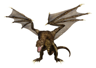 3D Rendering Fantasy Dragon on White