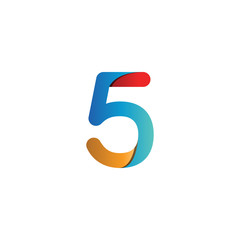 Colorful number 5 logo icon template vector