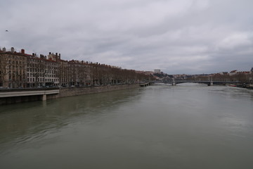 Obraz premium The Rhône river in Lyon, France